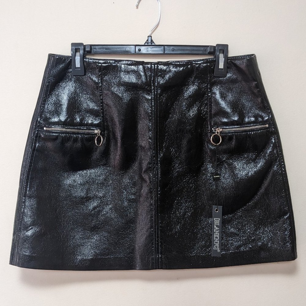 Black Polyurethane Mini Skirt